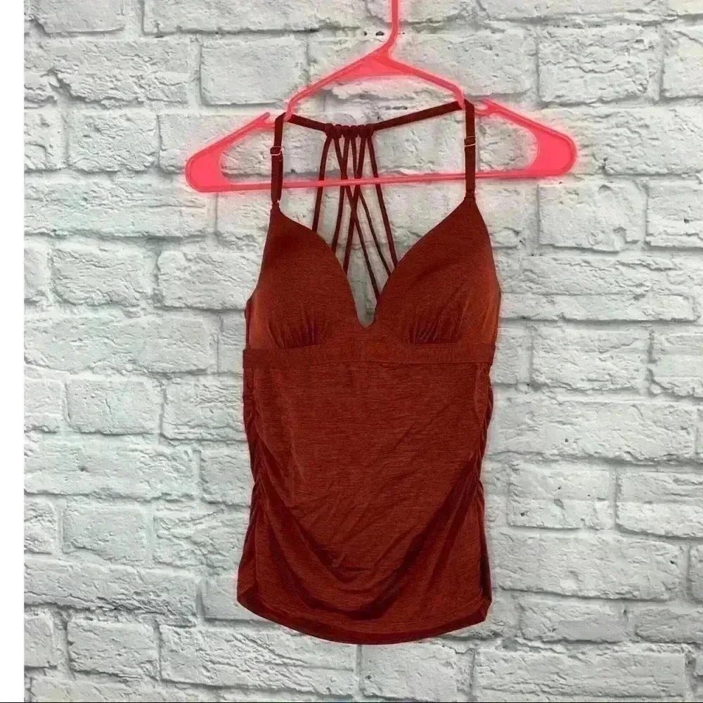 ATHLETA Burnt Red/Orange Swim Tankini Top size S